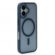 Силиконовый чехол MagSafe MATTE для iPhone 16 темно-синий