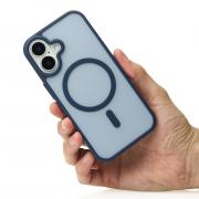 Силиконовый чехол MagSafe MATTE для iPhone 16 темно-синий