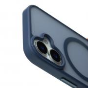 Силиконовый чехол MagSafe MATTE для iPhone 16 темно-синий