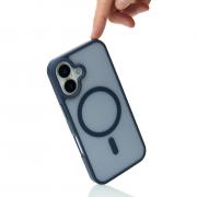 Силиконовый чехол MagSafe MATTE для iPhone 16 темно-синий