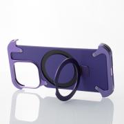 Металлический чехол MagSafe LEATHER METAL FRAME для iPhone 14 Pro Max фиолетовый