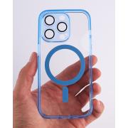 Силиконовый чехол SHADE PHONE с поддержкой MagSafe для iPhone 15 Pro синий