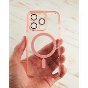 Силиконовый чехол SHADE PHONE с поддержкой MagSafe для iPhone 15 Pro розовый