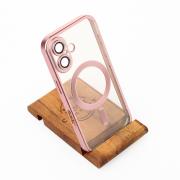 Силиконовый чехол MagSafe SHINING MATTE для iPhone 16 pink