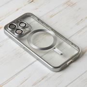 Силиконовый чехол MagSafe SHINING MATTE для iPhone 15 Pro Max silver