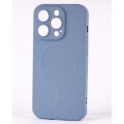 Силиконовый чехол MagSafe SOFT для iPhone 14 Pro Max серо-синий