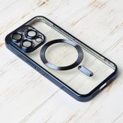Силиконовый чехол SHINING with MagSafe для iPhone 15 Pro темно-синий