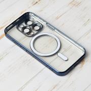 Силиконовый чехол SHINING with MagSafe для iPhone 15 Pro темно-синий