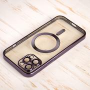 Силиконовый чехол SHINING с поддержкой MagSafe для iPhone 14 Pro темно-фиолетовый