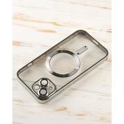 Силиконовый чехол SHINING с поддержкой MagSafe для iPhone 14 серебряный