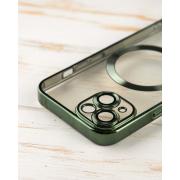 Силиконовый чехол SHINING с поддержкой MagSafe для iPhone 15 зеленый
