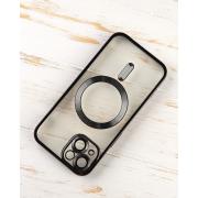 Силиконовый чехол SHINING с поддержкой MagSafe для iPhone 15 черный