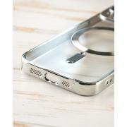 Силиконовый чехол SHINING with MagSafe для iPhone 15 Plus серебряный