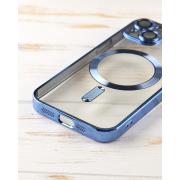 Силиконовый чехол SHINING with MagSafe для iPhone 15 Plus синий