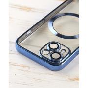 Силиконовый чехол SHINING with MagSafe для iPhone 15 Plus синий