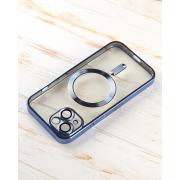 Силиконовый чехол SHINING with MagSafe для iPhone 15 Plus синий