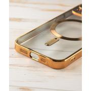 Силиконовый чехол SHINING with MagSafe для iPhone 15 Plus золотой