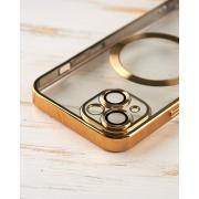 Силиконовый чехол SHINING with MagSafe для iPhone 15 Plus золотой