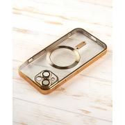 Силиконовый чехол SHINING with MagSafe для iPhone 15 Plus золотой