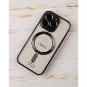 Силиконовый чехол SHINING с поддержкой MagSafe для iPhone 15 Pro Max темно-фиолетовый