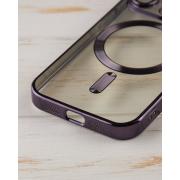 Силиконовый чехол SHINING с поддержкой MagSafe для iPhone 15 Pro Max темно-фиолетовый