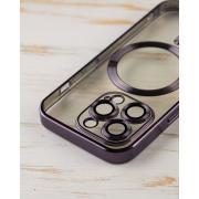 Силиконовый чехол SHINING с поддержкой MagSafe для iPhone 15 Pro Max темно-фиолетовый