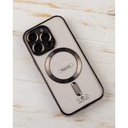 Силиконовый чехол SHINING с поддержкой MagSafe для iPhone 15 Pro Max черный