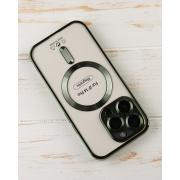 Силиконовый чехол SHINING with MagSafe для iPhone 14 Pro зеленый