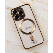 Силиконовый чехол SHINING with MagSafe для iPhone 15 Pro золотой