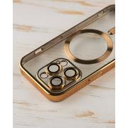 Силиконовый чехол SHINING with MagSafe для iPhone 15 Pro золотой