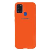 Чохол Soft Silicone Case для Samsung A21/A215 HQ (помаранчевий, мікрофібра, з принтом)