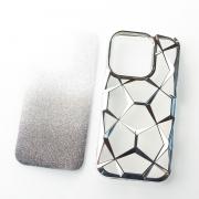 Силиконовый чехол THREE-DIMENSIONAL DIAMOND для iPhone 14 серебряный