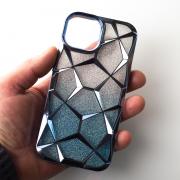 Силиконовый чехол THREE-DIMENSIONAL DIAMOND для iPhone 14 синий