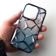 Силиконовый чехол THREE-DIMENSIONAL DIAMOND для iPhone 14 Pro синий