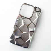 Силиконовый чехол THREE-DIMENSIONAL DIAMOND для iPhone 14 Pro серебряный