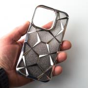 Силиконовый чехол THREE-DIMENSIONAL DIAMOND для iPhone 14 Pro серебряный