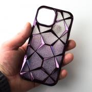 Силиконовый чехол THREE-DIMENSIONAL DIAMOND для iPhone 15 фиолетовый