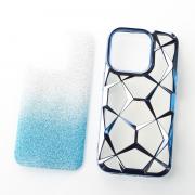 Силиконовый чехол THREE-DIMENSIONAL DIAMOND для iPhone 15 Pro синий