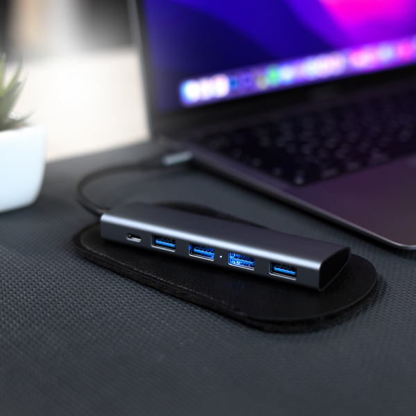 USB HUB MOXOM (MX-HB01) 5in1 Type-C to USB/ 4*USB3.0 + 1*PD серый