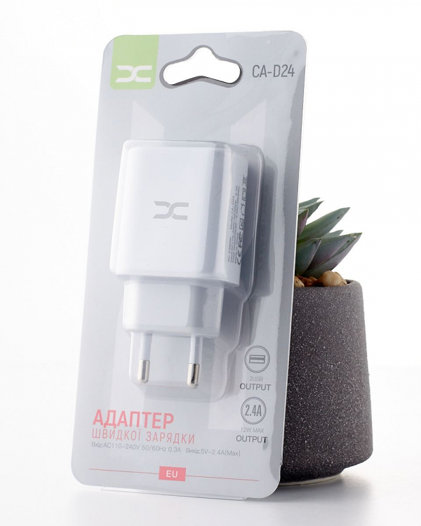 Сетевое зарядное устройство (Адаптер) DC 2USB/2.4A (CA-D24) белый
