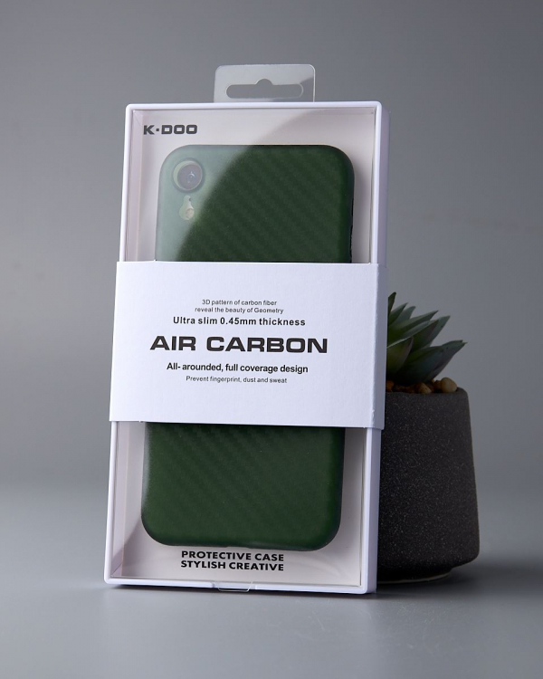 Карбоновый чехол K-DOO Air Carbon (UltraSlim 0.45mm) для iPhone XR темно-зеленый