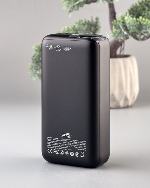 АКБ PowerBank XO PR200 (30000 mAh) QC22.5W/PD20W/Digital Display черный