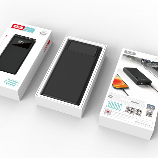 АКБ PowerBank XO PR123 (30000 mAh) 3 input, 4 output, LED черный