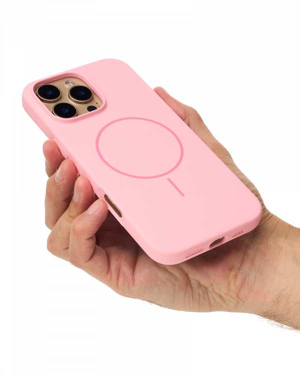Силиконовый чехол Slim Ring Soft с поддержкой MagSafe для iPhone 16 Pro Max pink