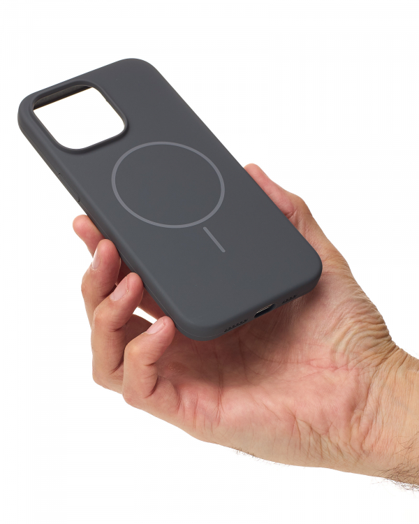 Силиконовый чехол Slim Ring Soft с поддержкой MagSafe для iPhone 14 Pro Max stone gray