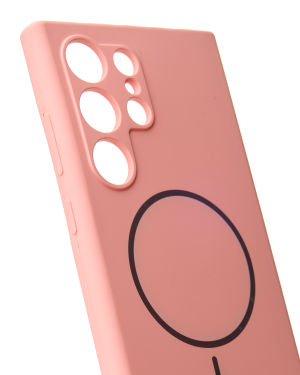Силиконовый чехол Slim Ring Soft с поддержкой MagSafe для Samsung S24 Ultra pink