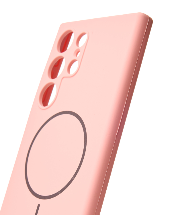 Силиконовый чехол Slim Ring Soft с поддержкой MagSafe для Samsung S24 Ultra pink