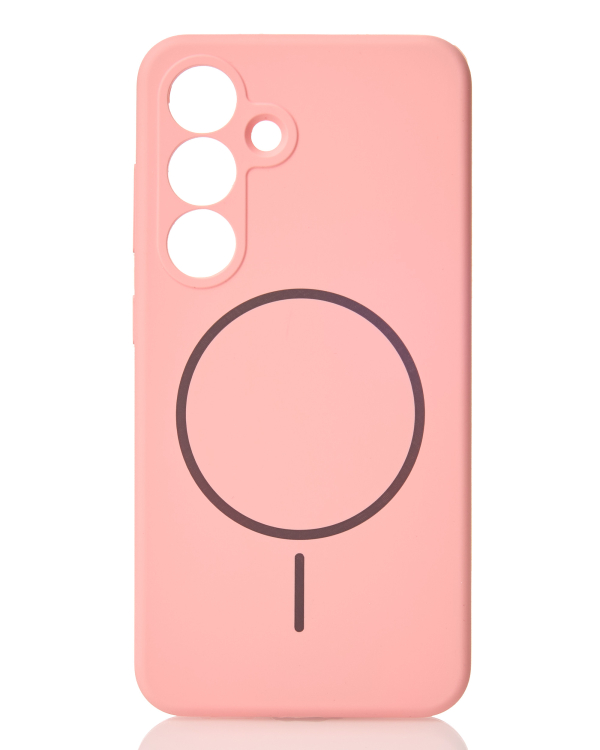 Силиконовый чехол Slim Ring Soft с поддержкой MagSafe для Samsung S25 pink