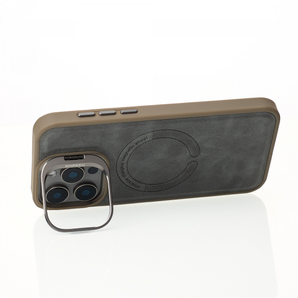 Чехол MagSafe LEATHER CAMERA CASE для iPhone 15 Pro серый