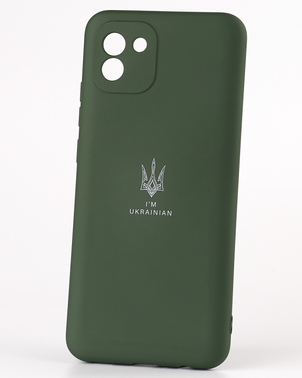 Силиконовый чехол SOFT Silicone Case для Samsung A03 (ТРИЗУБ) темно-зеленый